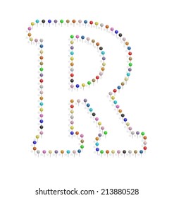 illustration of r letter created with pushpin 