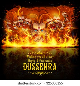 illustration of Raavan Dahan for Dusshera celebration