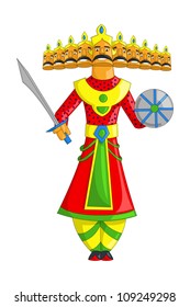 illustration of Raavana with ten heads for Dussehra