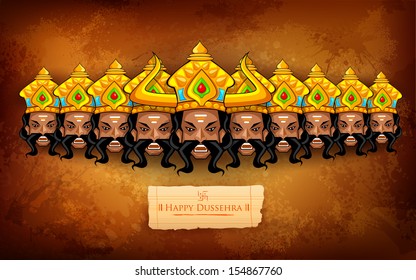 illustration of Raavana with ten heads for Dussehra