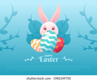Illustration of A Rabbit among the Eggs to celebrate Easter
