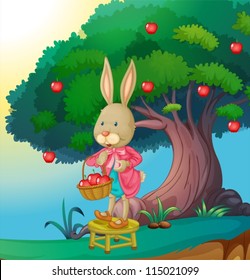 illustration of a rabbit in a beautiful nature