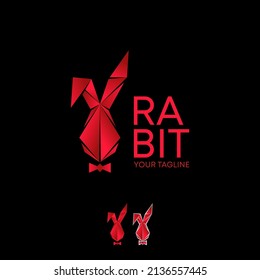illustration rabbit with the bow tie in red colors image graphic icon logo design abstract concept vector stock. Can be used as a symbol associated with animal or character