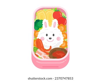 Illustration of a rabbit character bento.