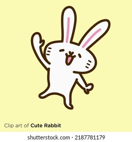 Illustration of rabbit characters that raise hands