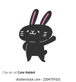 Illustration of rabbit characters that raise hands