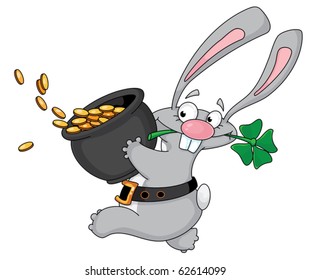 illustration of a rabbit with clover
