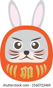 Illustration of Rabbit Dharma (Rabbit is written in Japanese on the belly)