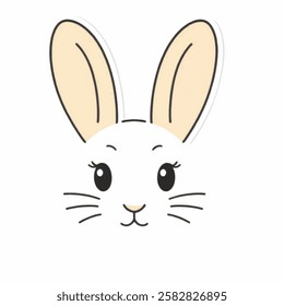 
Illustration of Rabbit Face and Ears, Cream Fur