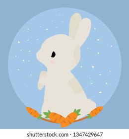 illustration of a rabbit with a frame, using colors between purple and pink