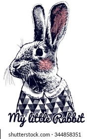 Illustration Rabbit. Graphics print