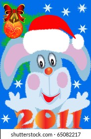 illustration rabbit in hat as symbol of the year