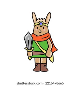 illustration of a rabbit in heroic form rpg game style