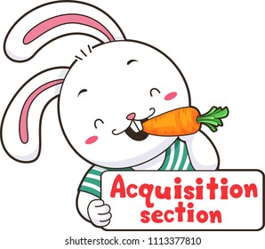Illustration of a Rabbit Holding an Acquisition Section as Label for the Library