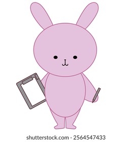 Illustration of a rabbit holding a binder and pen