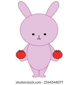 Illustration of a rabbit holding a tomato