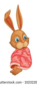 Illustration eines auf dem Boden gekuppelten Kaninchens