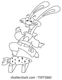 illustration of a rabbit karate outlined