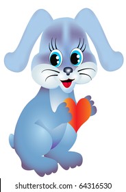 illustration rabbit keeps heart is isolated on white