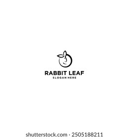 Illustration Rabbit Leaf Logo Design Vector