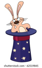 illustration of a rabbit and a magic hat