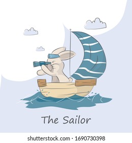 illustration of a rabbit on a boat
