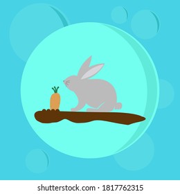 Illustration of a rabbit picking carrots
