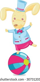 illustration of rabbit playing with ball