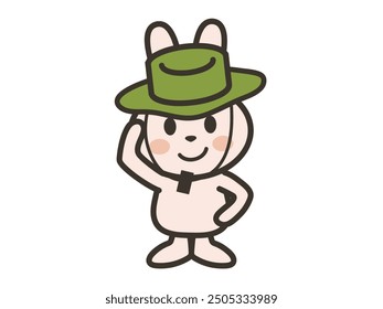 Illustration of a rabbit posing in a safari hat