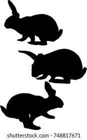 illustration with rabbit silhouettes collection isolated on white background