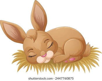 Ilustración de conejo durmiendo aislado sobre fondo blanco