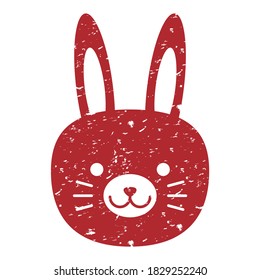 Illustration of a Rabbit. stamp.
