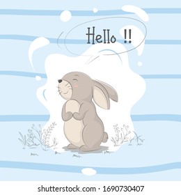 illustration of a rabbit standing and smiling