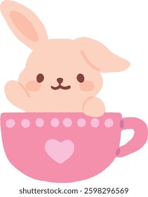 Illustration of a rabbit in a teacup