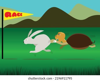 Illustration Rabbit Tortoise Racing Suitable Children Stock Vector ...