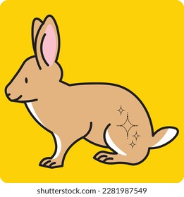 illustration of a rabbit Vector cute rabbit cartoon on yellow background