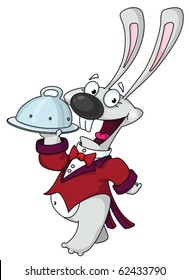 illustration of a rabbit waiter