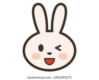 Illustration of a rabbit's face smiling and winking