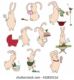 illustration of rabbits on a white background