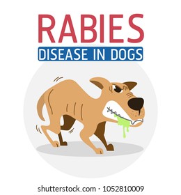 Illustration Of Rabies Disease In Dogs, That Makes Dogs Sick And Mad.