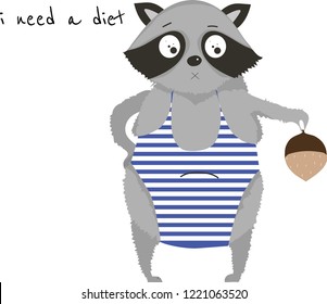 illustration of a raccon with an accorn