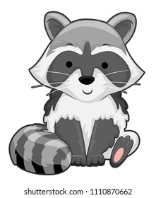 Illustration of a Raccoon Sitting Down and Smiling
