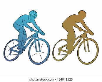illustration of a racer bicycle, color drawing on a white background