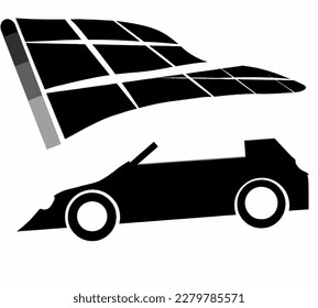 ilustración del coche de carreras y la bandera