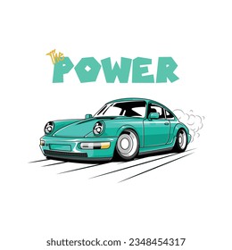 illustration of racing car going fast. Vector graphics for t-shirt prints and other uses