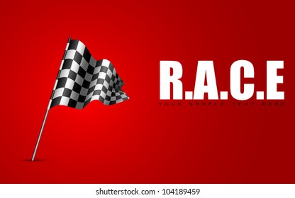 illustration of racing flag waving on abstract background