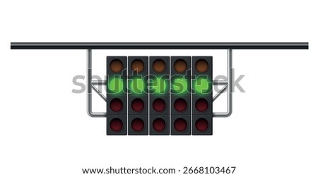Illustration of a racing starting light system with multiple signal colors preparing for a high speed motor racing event