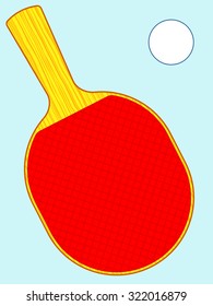 Illustration of the racket and ball for table tennis also known as ping pong