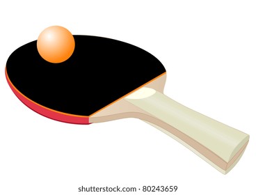 Illustration of a racket for table tennis with a ball