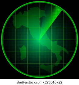 Illustration of Radar screen with the silhouette of Argentina